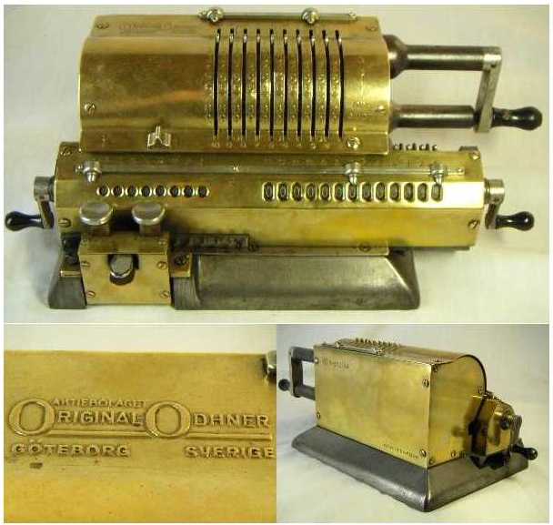 Original Odhner Golden Model 7 Sweden Brass Mechanical Calculator